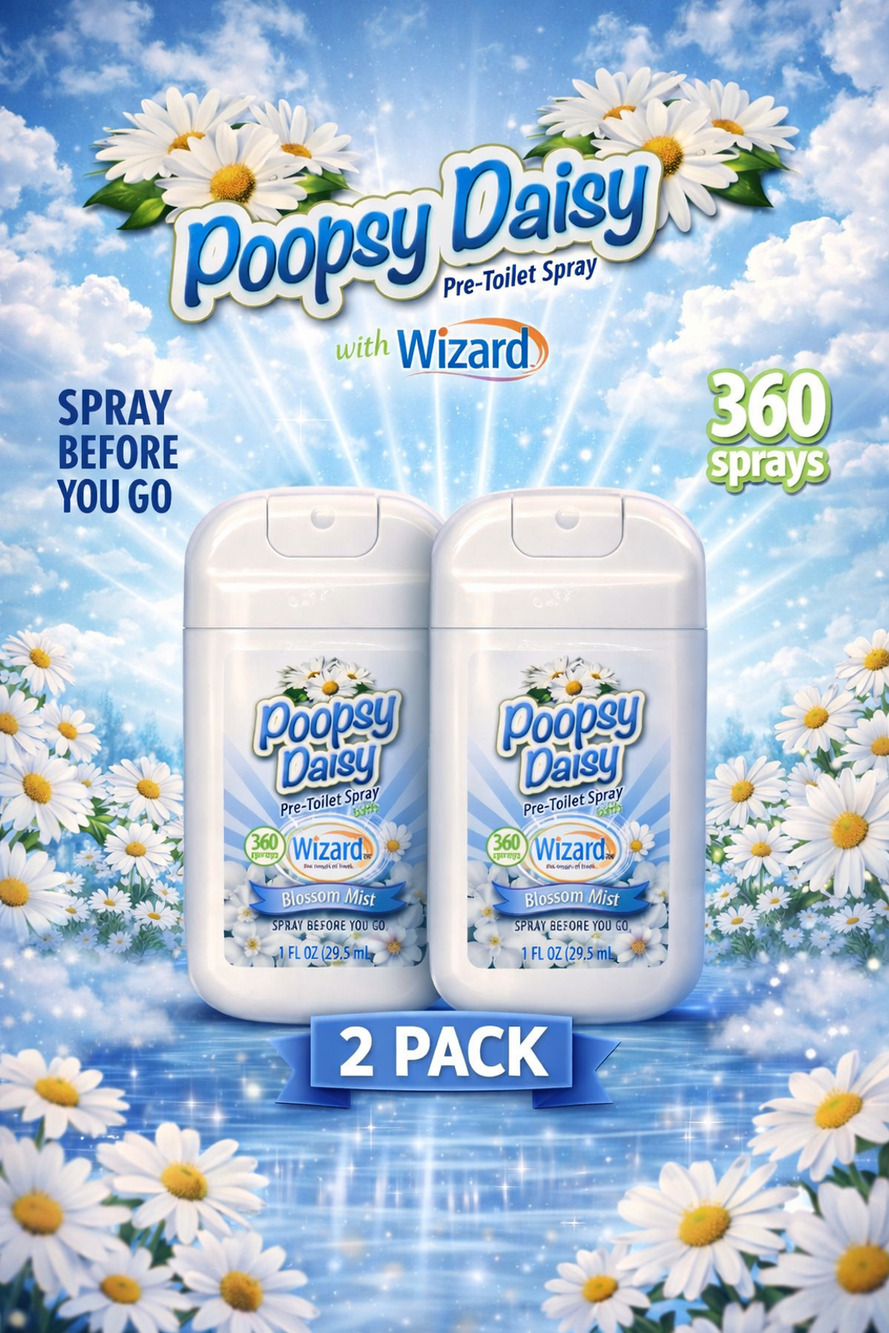 2 Pack Wizard Poopsy Daisy Blossom Mist Pre Toilet Spray NEW FAST SHIPPING